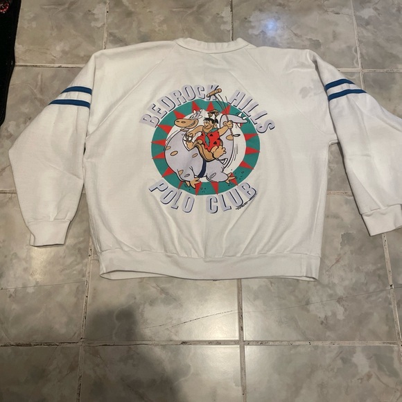 Vintage 1996 Flintstones Bedrock Hills Polo Club Sweatshirt [RARE] Hanna Barbera